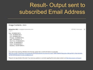 Result- Output sent to
subscribed Email Address
 