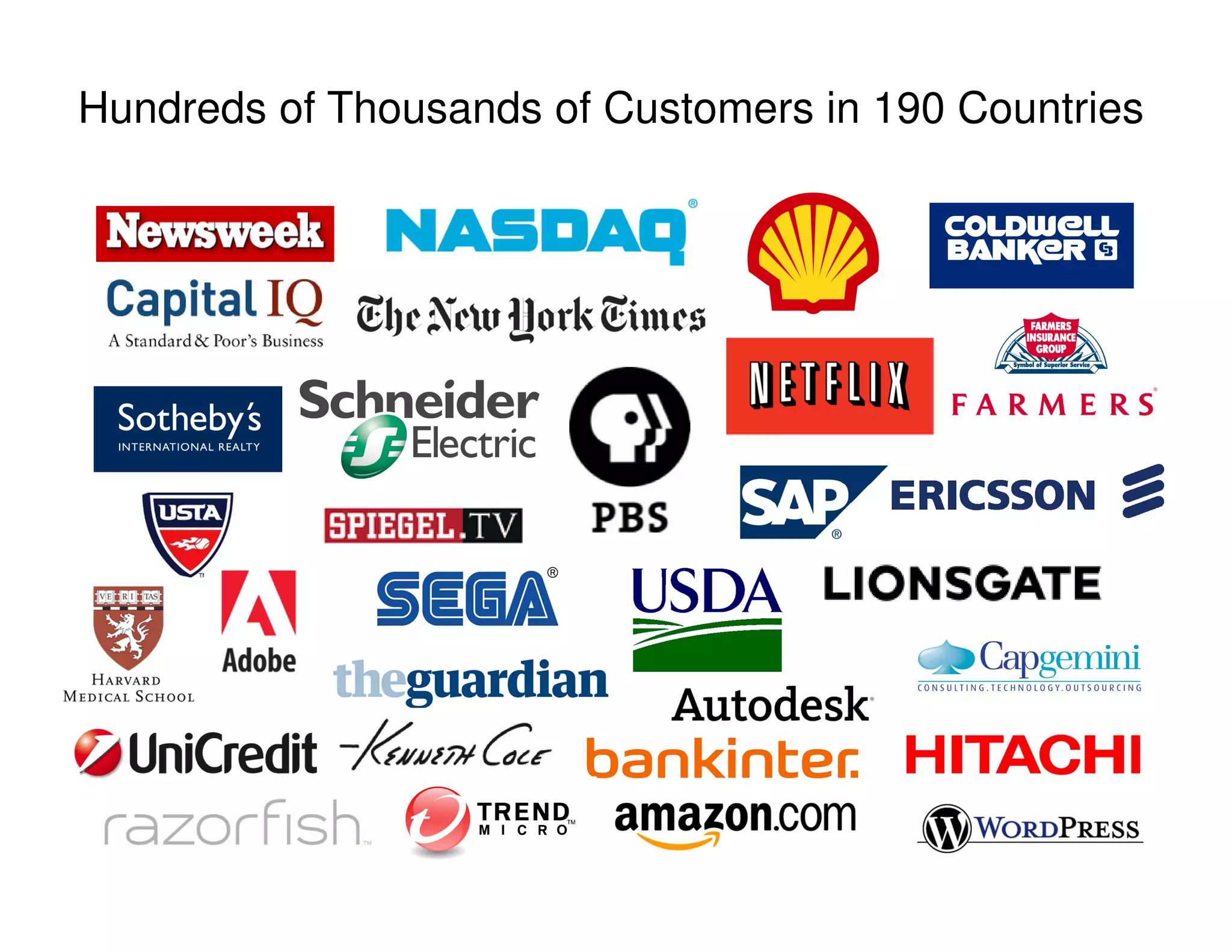 Hundreds of Thousands of Customers in 190 Countries
 