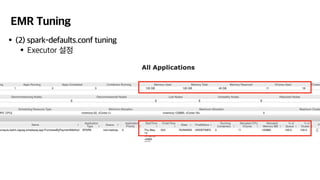 EMR Tuning
•(2) spark-defaults.conf tuning
•Executor 설정
 
