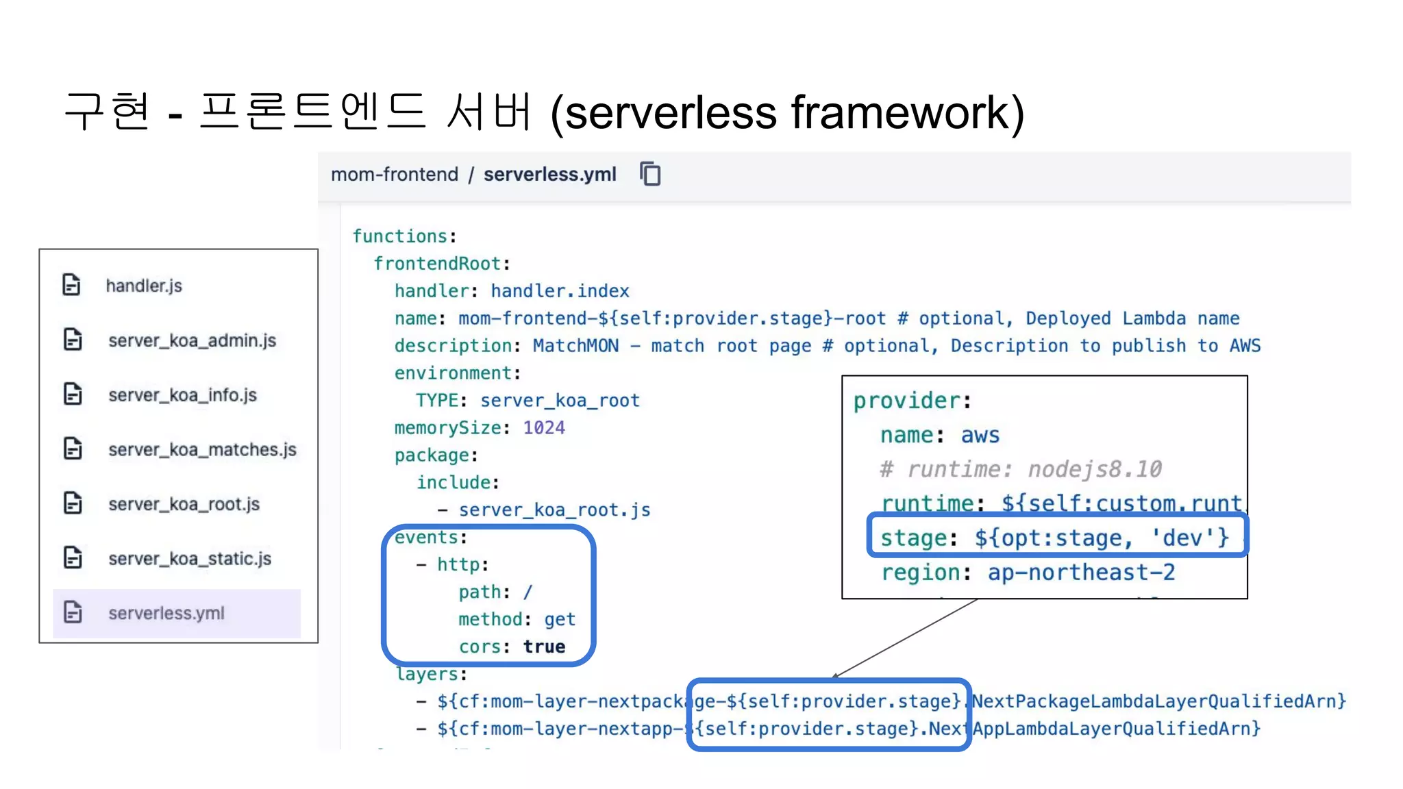 구현 - 프론트엔드 서버 (serverless framework)
 
