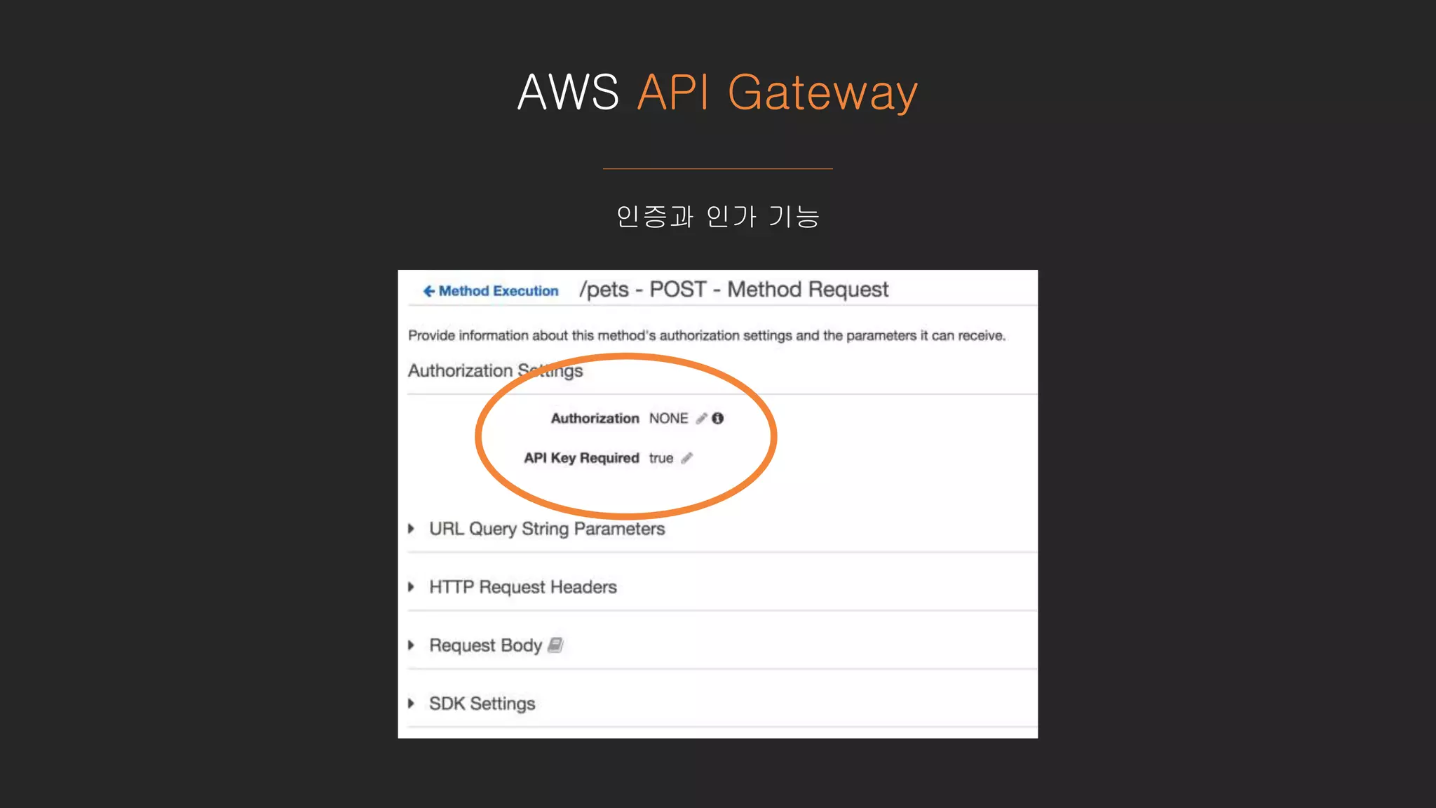 AWS API Gateway
인증과 인가 기능
 