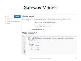 Gateway Models
©2016 Derek C. Ashmore, All Rights Reserved 21
 