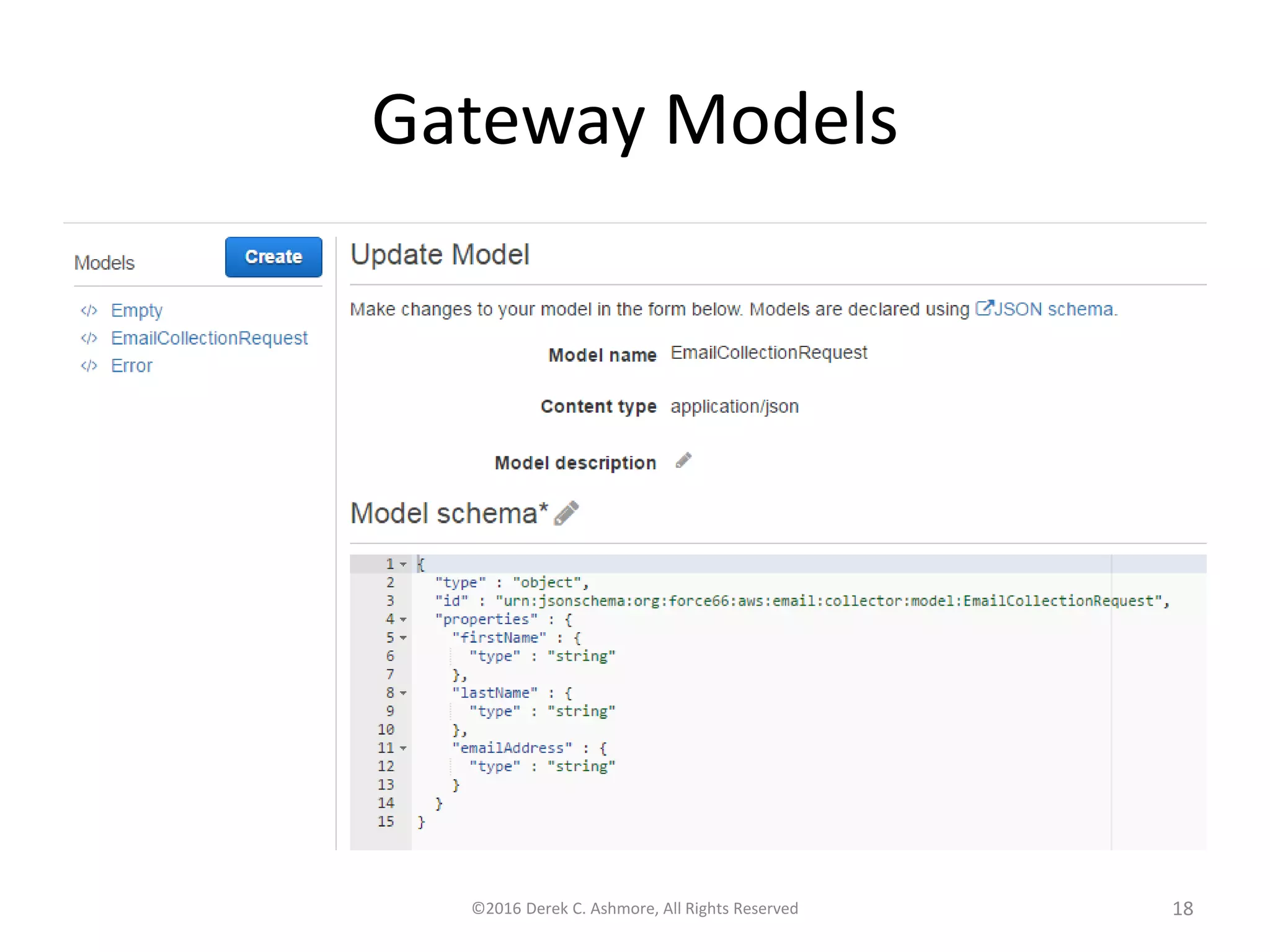 Gateway Models
©2016 Derek C. Ashmore, All Rights Reserved 18
 