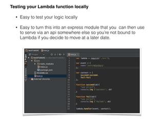 AWS Lambda Presentation (Tech Talk DC) | PDF