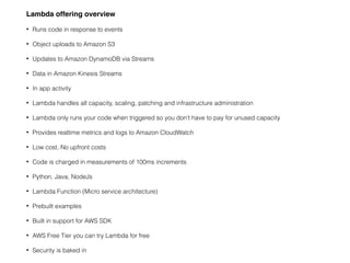 AWS Lambda Presentation (Tech Talk DC) | PDF