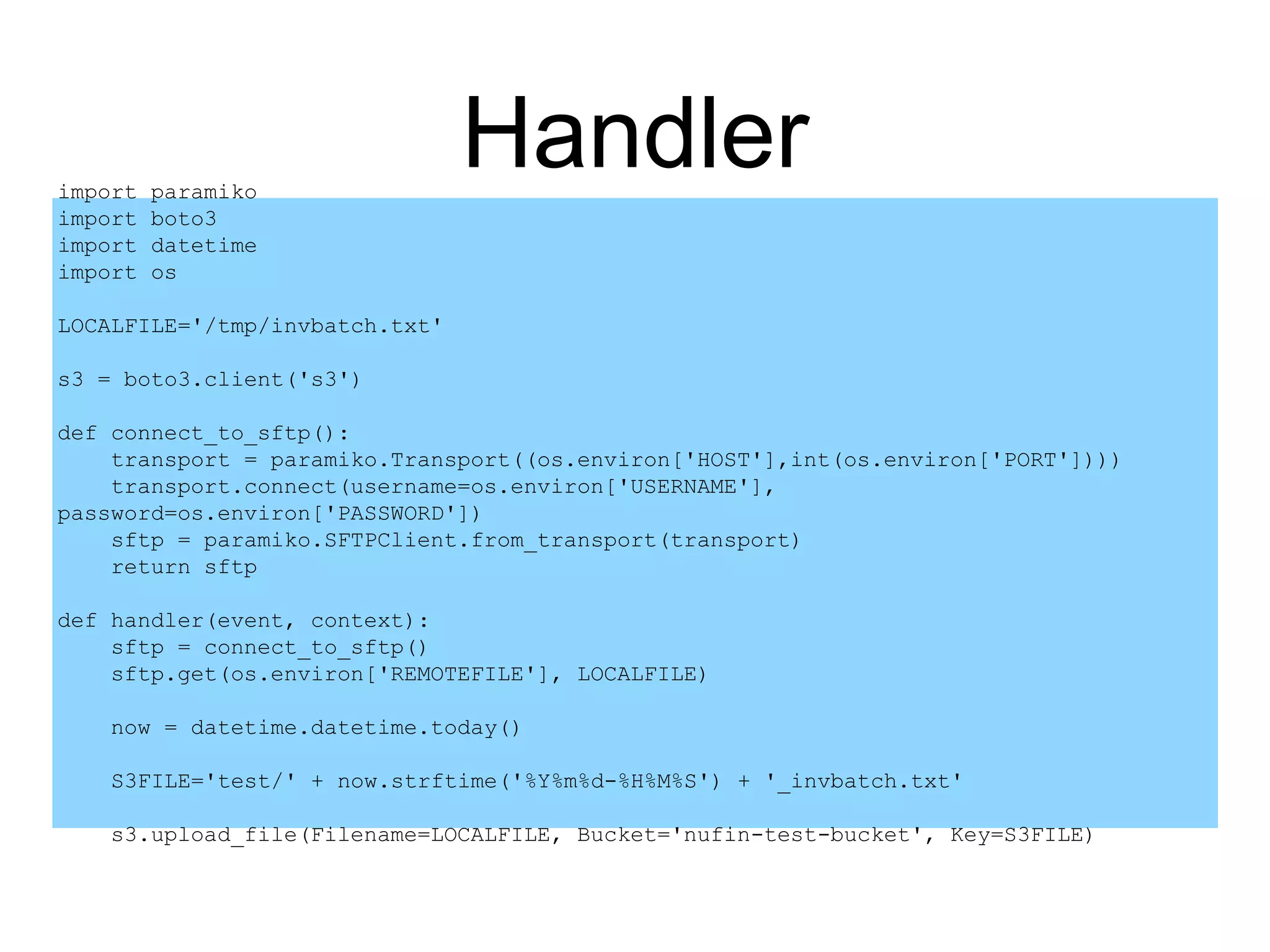 Schedule File Transfer from SFTP to S3 with AWS Lambda PPT
