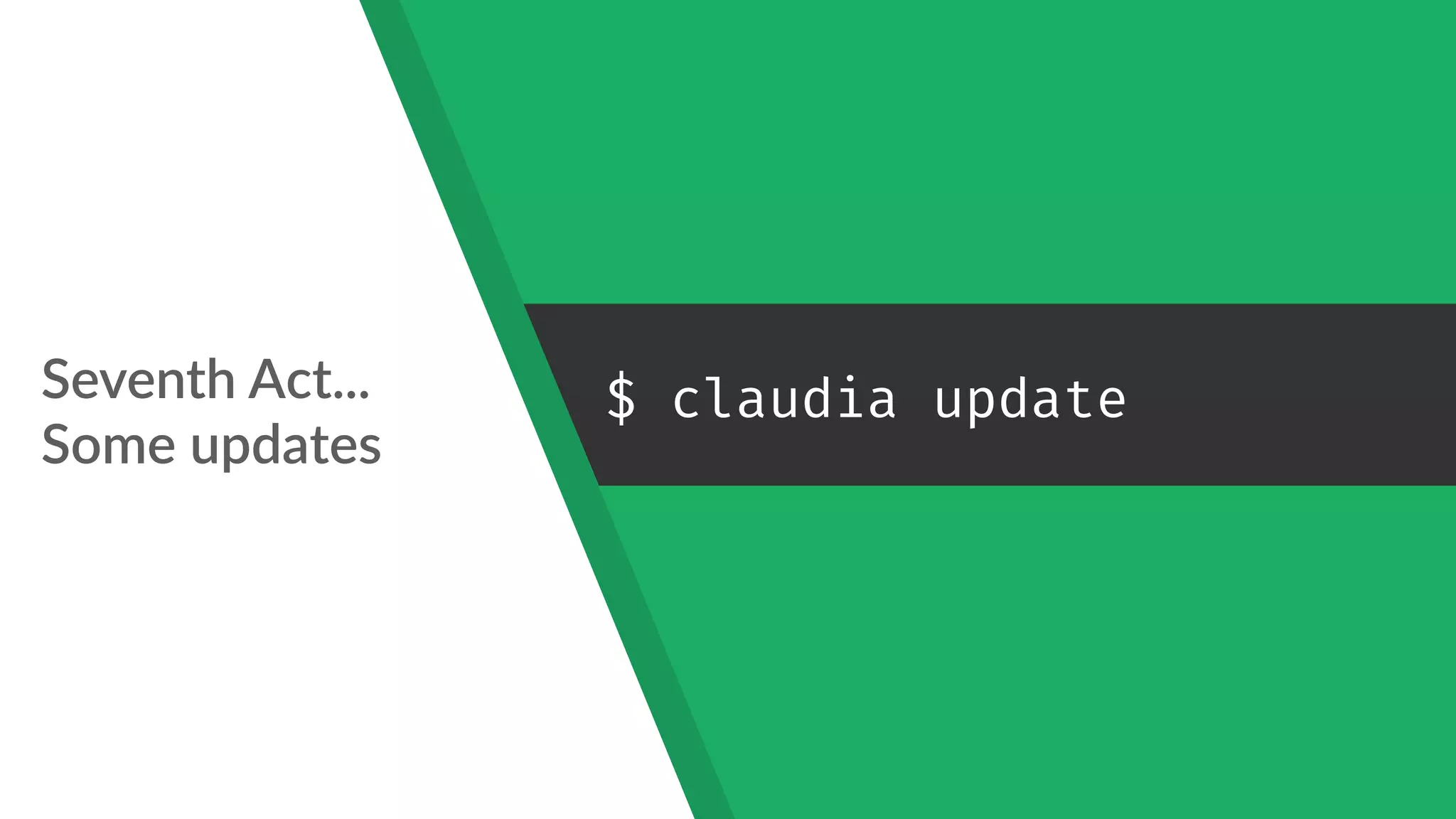 Seventh Act... 
Some updates
$ claudia update
 