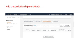 Add trust relationship on MS AD:
 