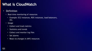 AWS Monitoring Tools using Cloudwatch and cloud trail | PPTX