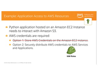 © 2018, Amazon Web Services, Inc. or its Affiliates. All rights reserved.
Example: Application Access to AWS Resources
Pyt...
