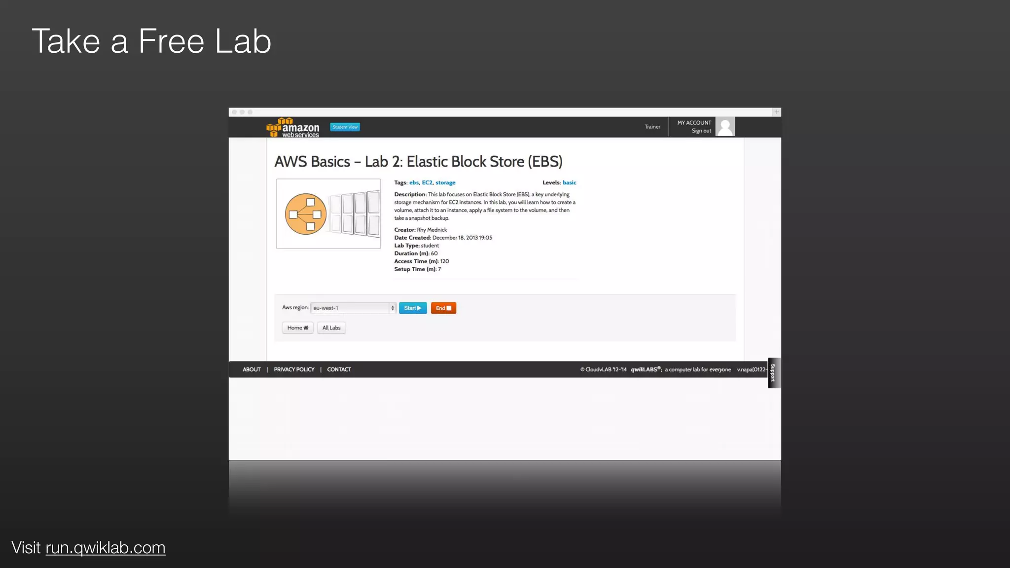 Take a Free Lab
Visit run.qwiklab.com
 