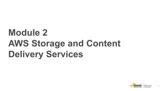 1
Module 2
AWS Storage and Content
Delivery Services
 