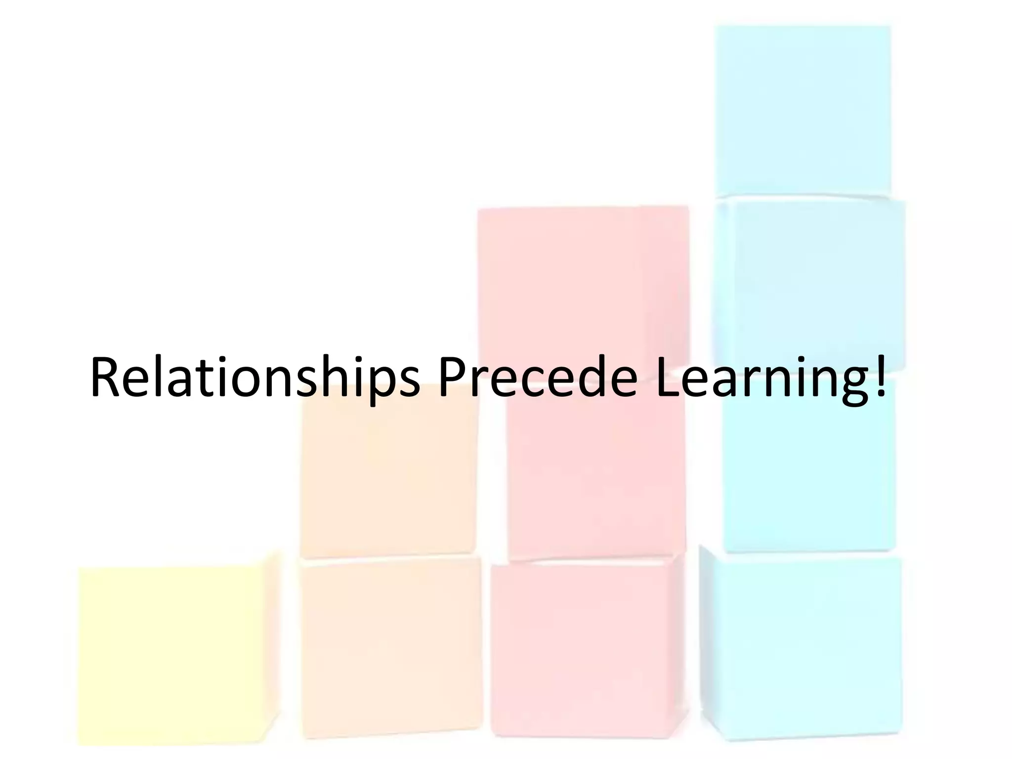 Relationships Precede Learning!
 