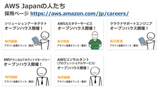 AWS Japanの⼈たち
採⽤ページ https://aws.amazon.com/jp/careers/
 