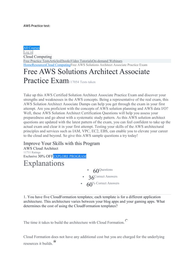 Aws practice test document for certification docx