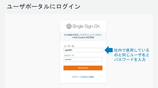ユーザポータルにログイン
社内で使用している
のと同じユーザ名と
パスワードを入力
 