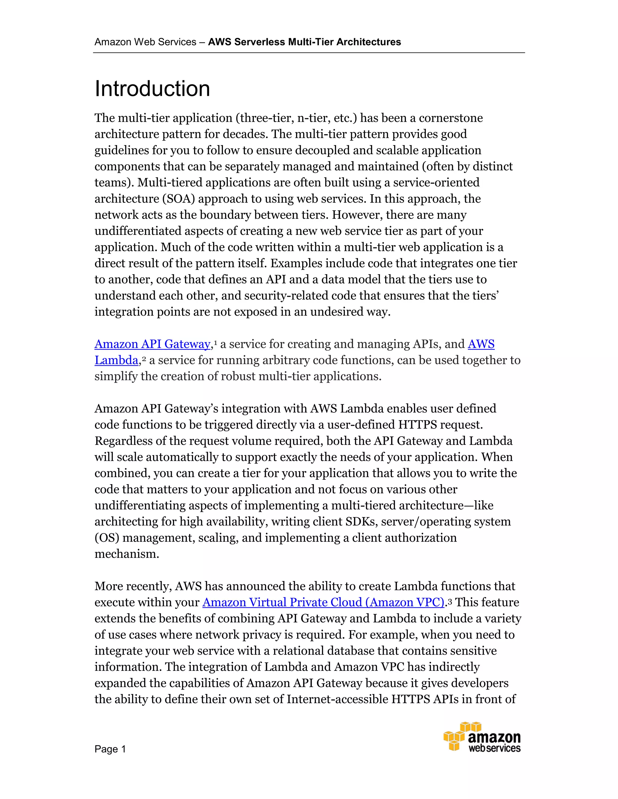 Aws serverless multi-tier_architectures | PDF