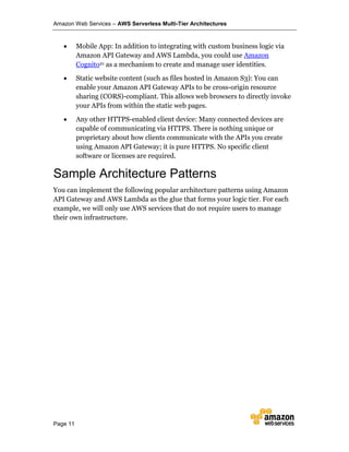 Aws serverless multi-tier_architectures | PDF