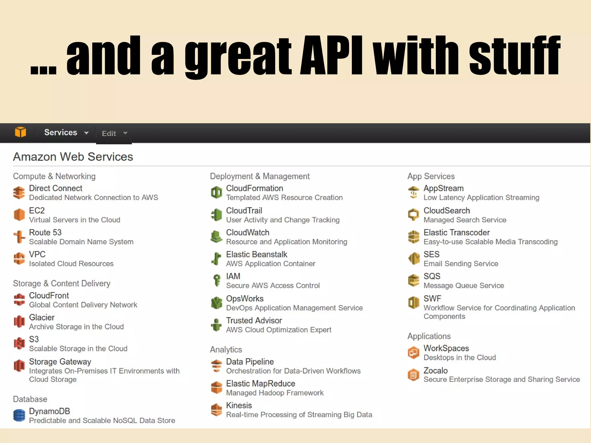 … and a great API with stuff
 