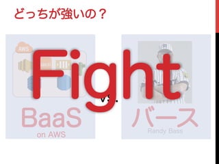 BaaS バース
Batch
Randy Bass
on AWS
vs.
どっちが強いの？
Fight
 