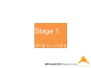 Stage 1
Stage 1
VPCをつくってみる
 VPCをつくってみる
 