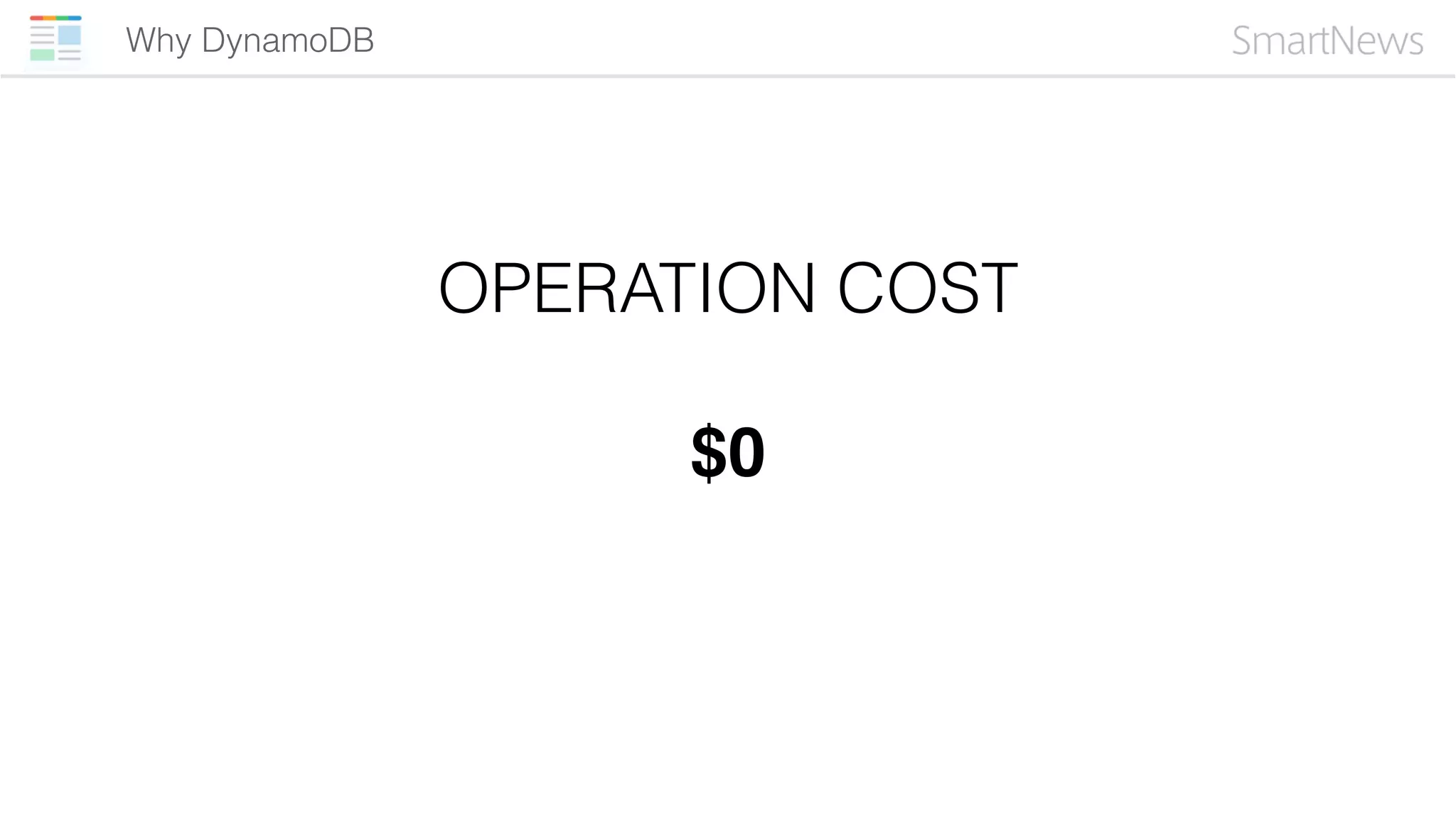 Why DynamoDB
OPERATION COST
$0
 