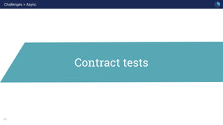 63
Contract tests
Challenges > Async
 