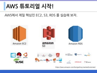 AWS 튜토리얼 시작!
AWS에서 제일 핵심인 EC2, S3, RDS 를 실습해 보자.
https://aws.amazon.com/ko/getting-started/tutorials/
 