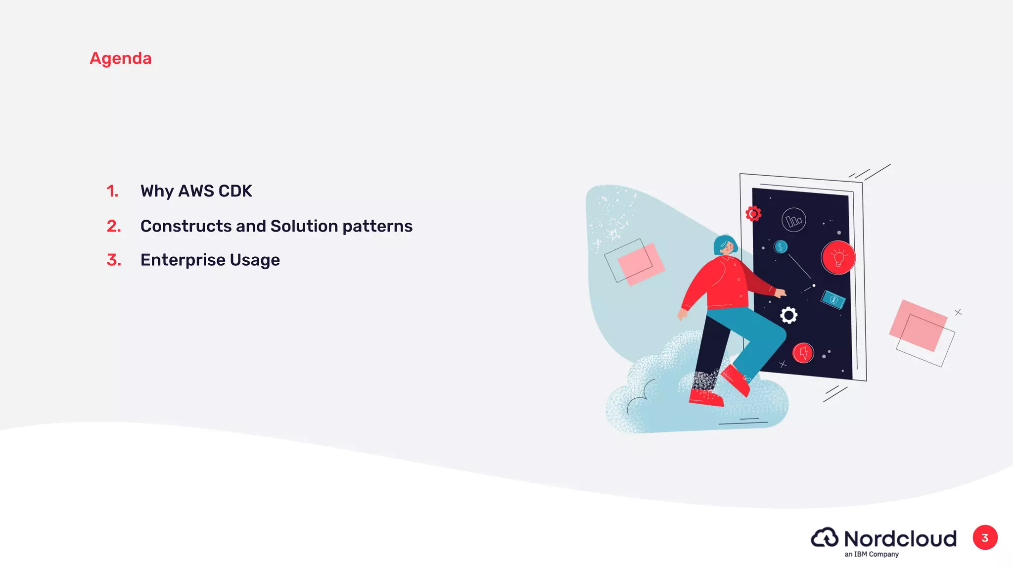 1. Why AWS CDK
2. Constructs and Solution patterns
3. Enterprise Usage
Agenda
3
 