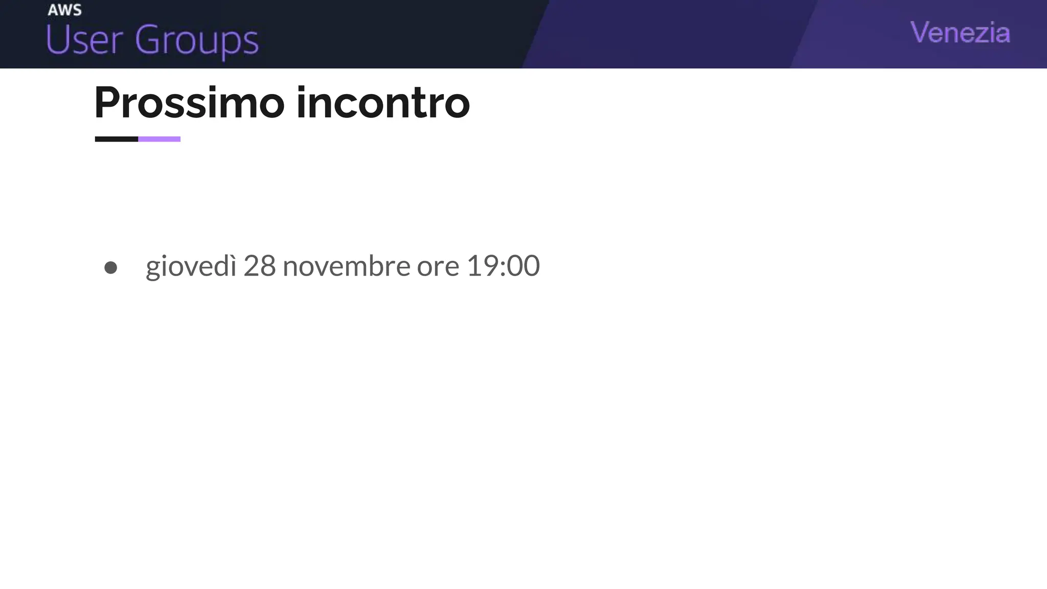 Prossimo incontro
● giovedì 28 novembre ore 19:00
 