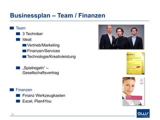 Finanzierung(-splanung) und
     Werkzeuge dazu
 