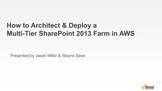 How to Architect & Deploy a
Multi-Tier SharePoint 2013 Farm in AWS

Presented by Jason Miller & Wayne Saxe

1

 