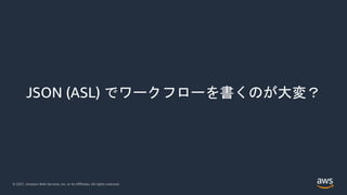 © 2021, Amazon Web Services, Inc. or its Affiliates. All rights reserved.
JSON (ASL) でワークフローを書くのが大変？
 