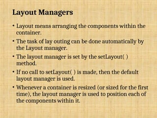 awt/ AWT Package/ Components/ Layout Manager | PPT