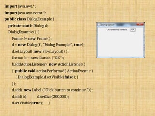 Java Flowlayout Set Visible False awt/ AWT Package/ Components/ Layout Manager | PPT