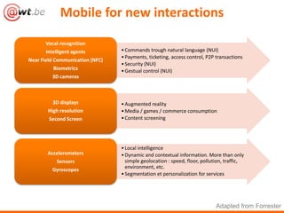 Mobile for new interactions
       Vocal recognition
       Intelligent agents        • Commands trough natural language (...
