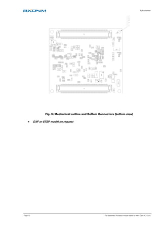Full datasheet
Page 15 Full datasheet: Processor module based on Xilinx Zynq XC7Z020
Fig. 5: Mechanical outline and Bottom Connectors (bottom view)
• DXF or STEP model on request
 