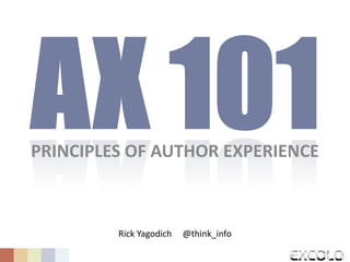 PRINCIPLES OF AUTHOR EXPERIENCE

Rick Yagodich

@think_info
Rick Yagodich
@think_info

 