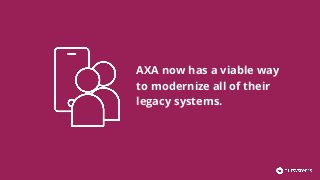 AXA now has a viable way
to modernize all of their
legacy systems.
 