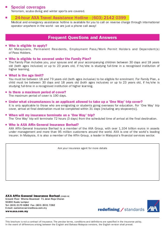 AXA Travel - Smart Traveller brochure