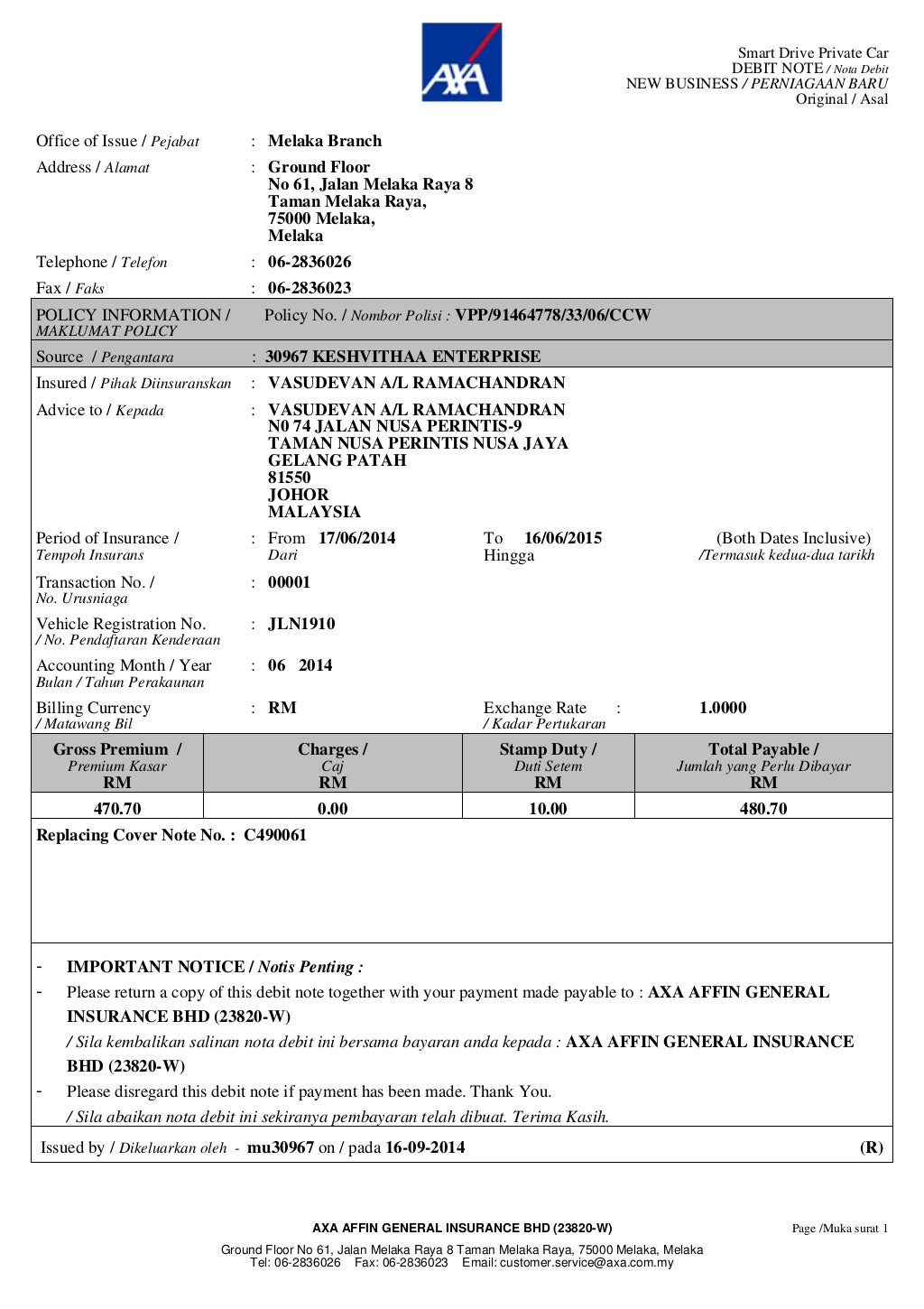 Axa policy (jln1910)