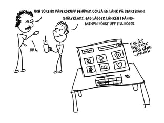 OCH SÖRENS VÄDERGRUPP BEHÖVER OCKSÅ EN LÄNK PÅ STARTSIDAN!
                SJÄLVKLART, JAG LÄGGER LÄNKEN I FÅHNG-
                            MENYN HÖGST UPP TILL HÖGER




BRA.
 