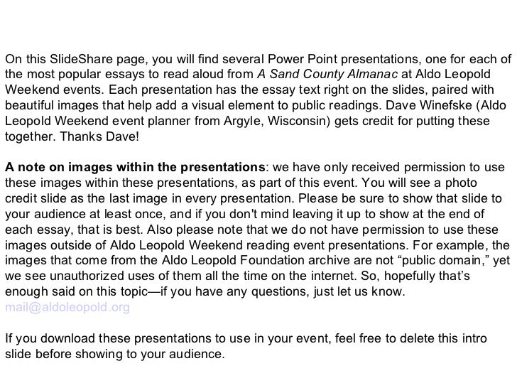 axe in hand sand county almanac summary