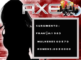 SURGIMENTO : FRANÇA: 1983 MULHERES 60 E 70 HOMENS: 80 E OOOO 