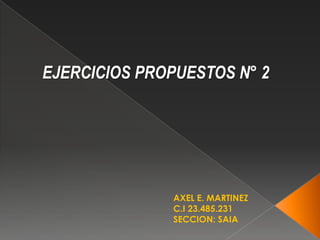 EJERCICIOS PROPUESTOS N° 2
AXEL E. MARTINEZ
C.I 23.485.231
SECCION: SAIA
 