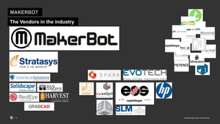 PROPRIETARY AND CONFIDENTIAL8
The Vendors in the industry
MAKERBOT
 
