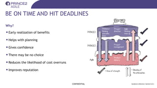 BE ON TIME AND HIT DEADLINES
Why?
•Early realization of benefits
•Helps with planning
•Gives confidence
•There may be no choice
•Reduces the likelihood of cost overruns
•Improves reputation
CONFIDENTIAL Guidance reference: Section 6.4.1
 
