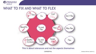 WHAT TO FIX AND WHAT TO FLEX
CONFIDENTIAL Guidance reference: Section 6.1
This is about tolerances and not the aspects themselves
 