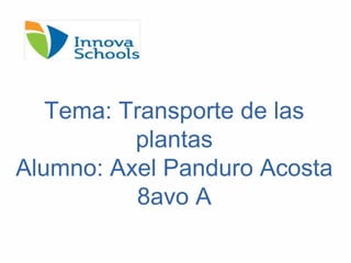 Tema: Transporte de las
plantas
Alumno: Axel Panduro Acosta
8avo A
 