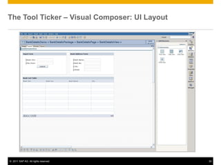The Tool Ticker – Visual Composer: UI Layout




© 2011 SAP AG. All rights reserved.            30
 